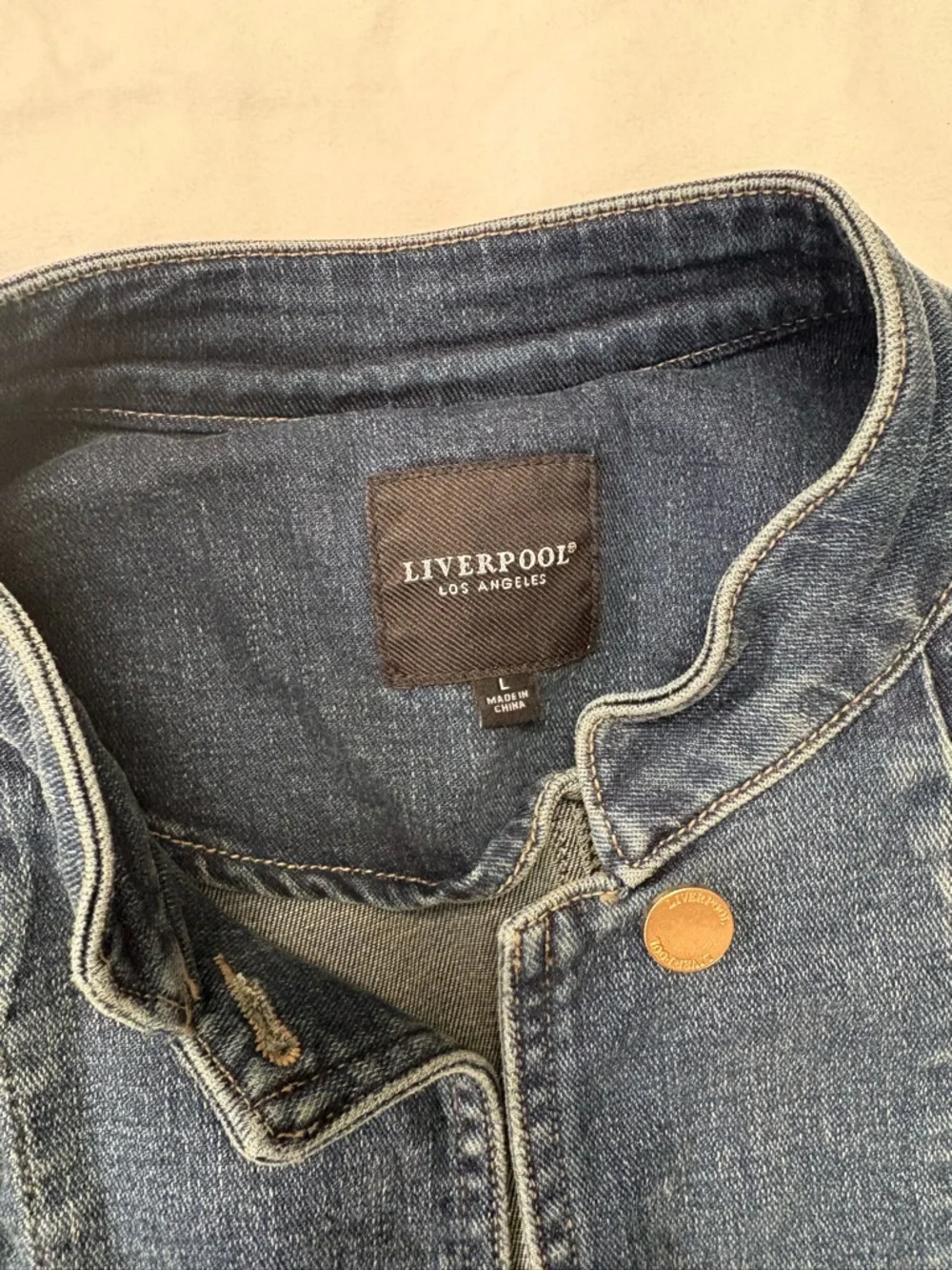 Liverpool Dark Blue Denim Jacket with Front Patch Pockets - Picture 2 of 14